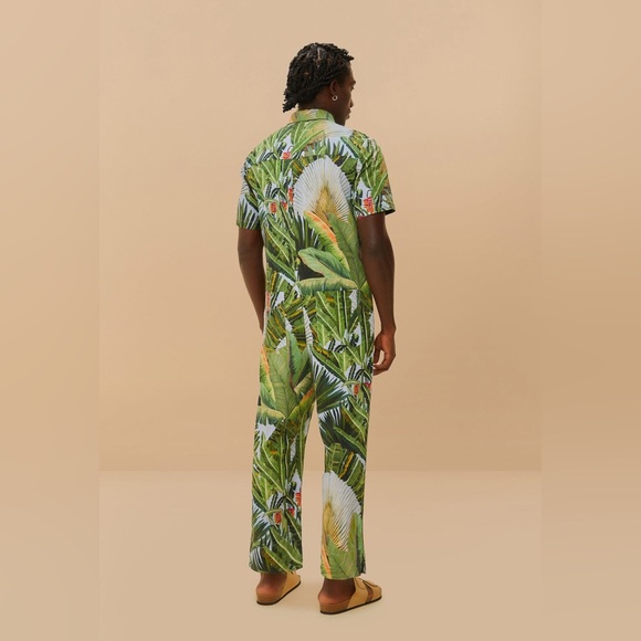 Farm Rio Blue Amazonia Forest Lenzing Ecovero Euroflax Jumpsuit size S unisex - Picture 1 of 4